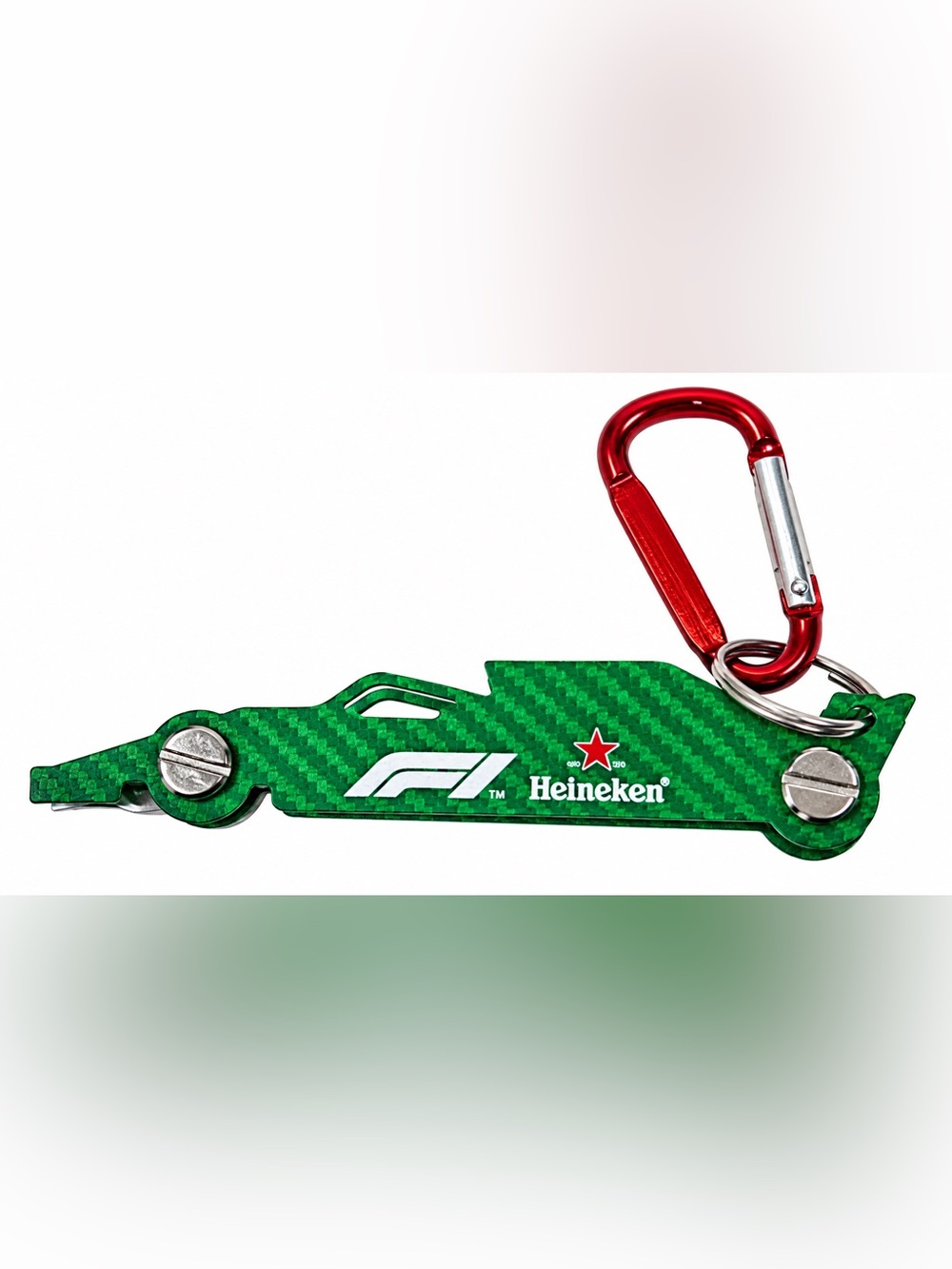 F1 Green Multi-Tool Keychain with Red Carabiner